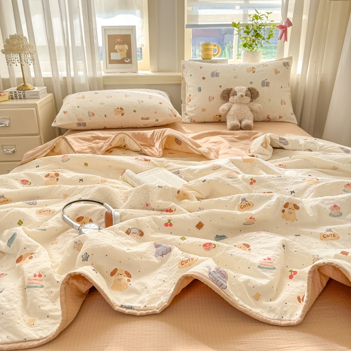 91家纺网 家纺一手货源 找家纺 爱屋及屋 2026春夏新款泡芙棉棉花夏被夏凉被空调被 宠物派对