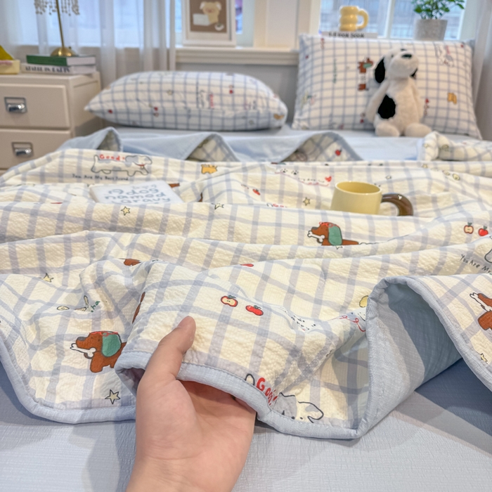 91家纺网 家纺一手货源 找家纺 爱屋及屋 2026春夏新款泡芙棉棉花夏被夏凉被空调被 嗨皮小狗