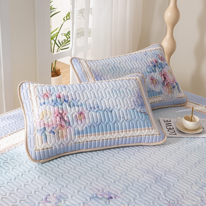 91家纺网 家纺一手货源 找家纺 美丽折 2026新款0.6厚欧式乳胶凉席三件套 水墨江南