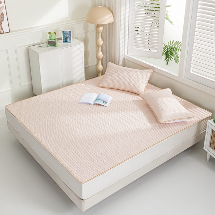 91家纺网 家纺一手货源 找家纺 美丽折 2026新款0.6厚欧式乳胶凉席三件套 玉色