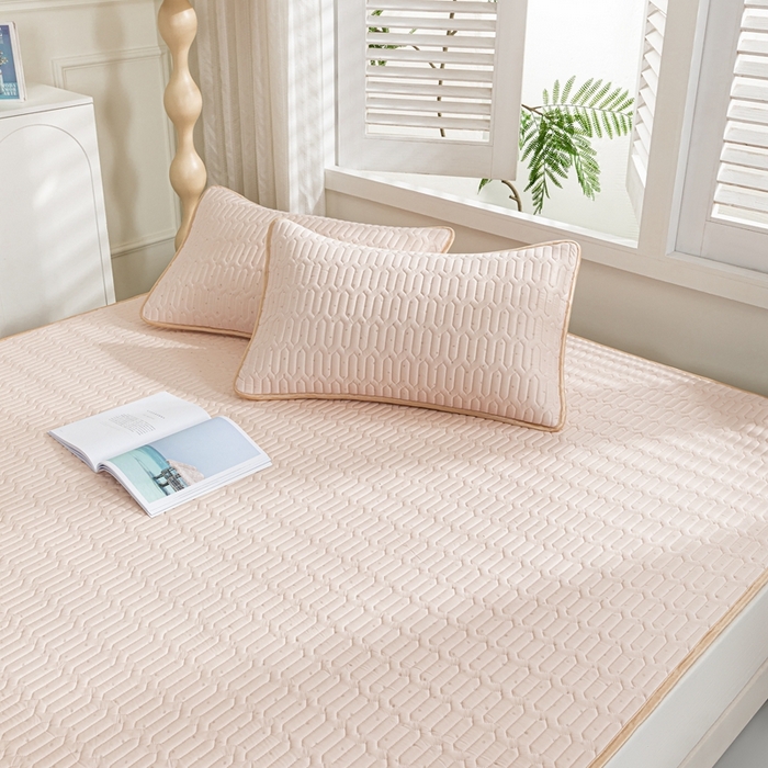 91家纺网 家纺一手货源 找家纺 美丽折 2026新款0.6厚欧式乳胶凉席三件套 玉色