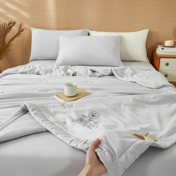 91家纺网 家纺一手货源 找家纺 爱屋及屋 2026新款撞色双拼新疆棉花夏被空调被夏凉被 单拼-浅灰