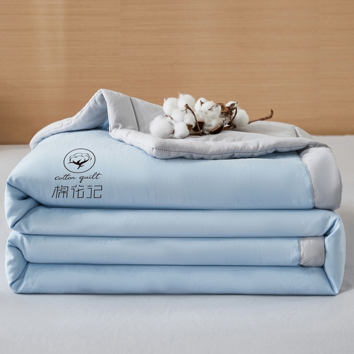 91家纺网 家纺一手货源 找家纺 爱屋及屋 2026新款撞色双拼新疆棉花夏被空调被夏凉被 双拼-浅灰天蓝