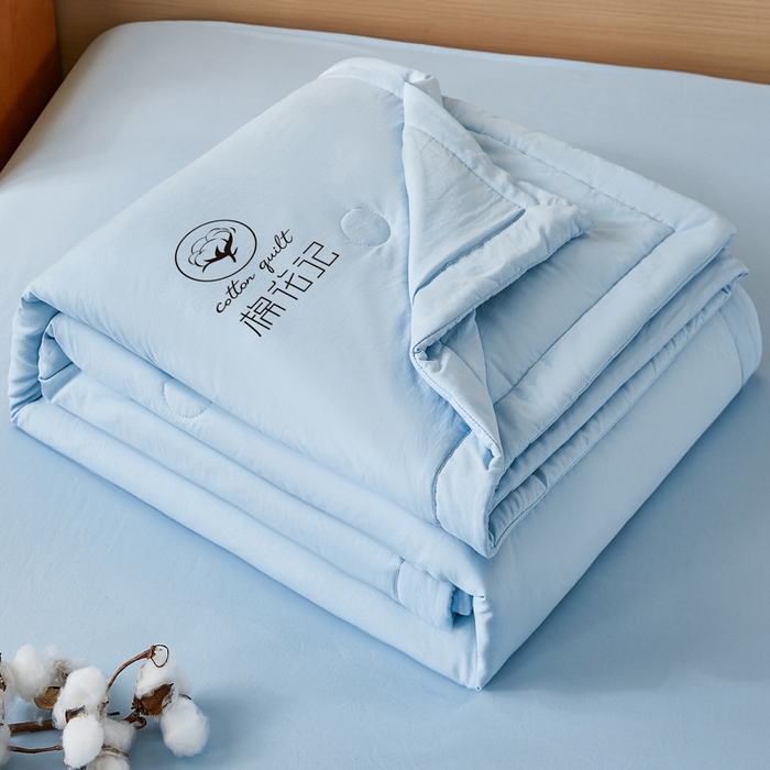 91家纺网 家纺一手货源 找家纺 爱屋及屋 2026新款撞色双拼新疆棉花夏被空调被夏凉被 单拼-天蓝