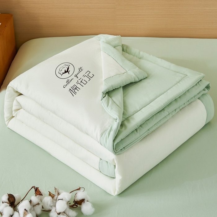 91家纺网 家纺一手货源 找家纺 爱屋及屋 2026新款撞色双拼新疆棉花夏被空调被夏凉被 双拼-果绿奶白