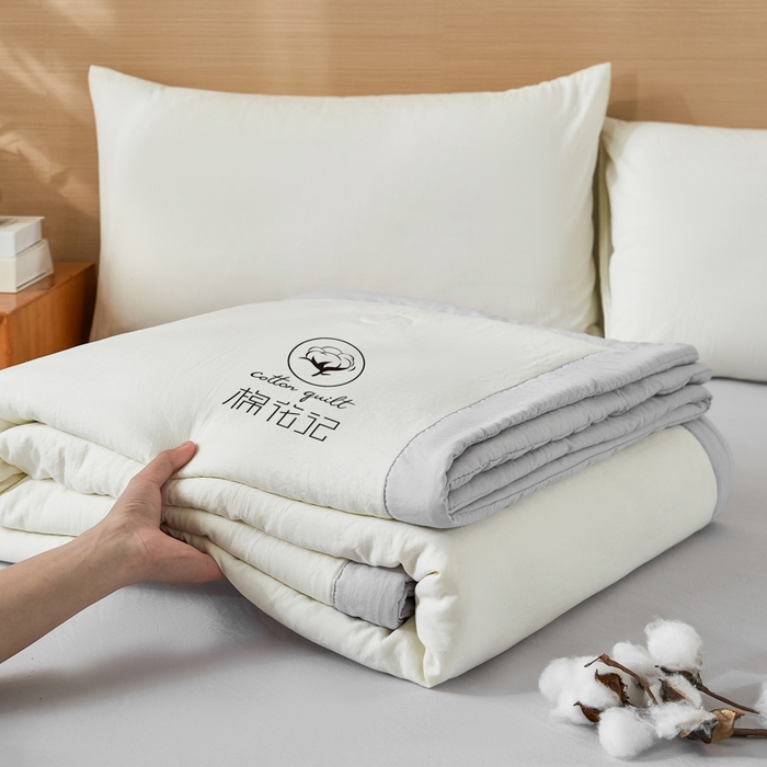 91家纺网 家纺一手货源 找家纺 爱屋及屋 2026新款撞色双拼新疆棉花夏被空调被夏凉被 双拼-浅灰奶白