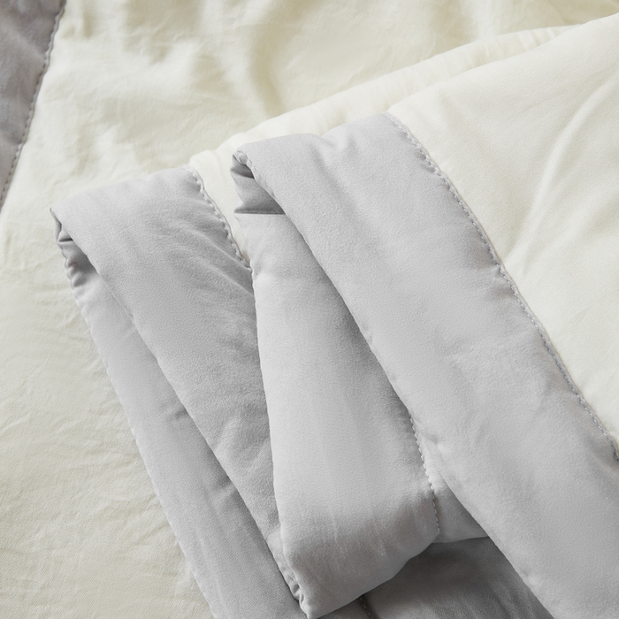 91家纺网 家纺一手货源 找家纺 爱屋及屋 2026新款撞色双拼新疆棉花夏被空调被夏凉被 双拼-浅灰奶白