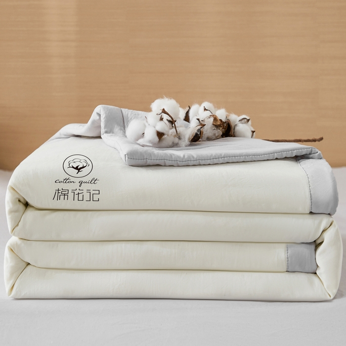 91家纺网 家纺一手货源 找家纺 爱屋及屋 2026新款撞色双拼新疆棉花夏被空调被夏凉被 双拼-浅灰奶白