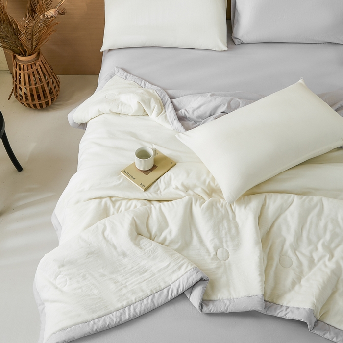 91家纺网 家纺一手货源 找家纺 爱屋及屋 2026新款撞色双拼新疆棉花夏被空调被夏凉被 双拼-浅灰奶白