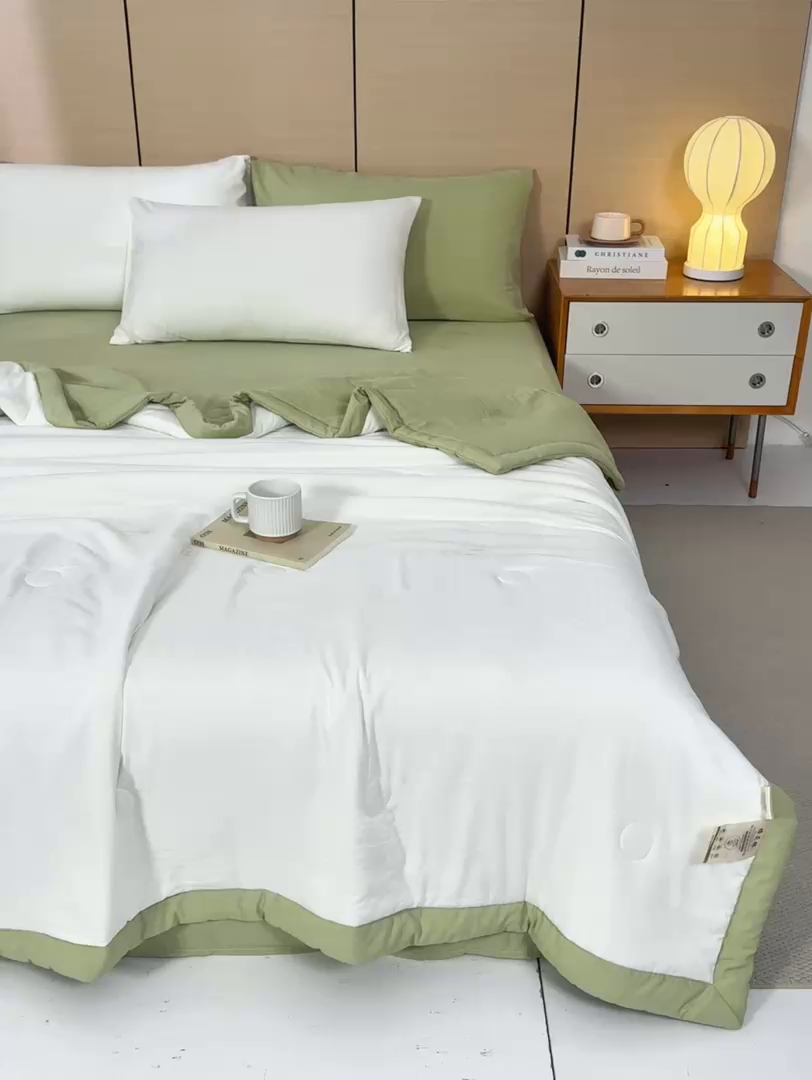 91家纺网 家纺一手货源 找家纺 爱屋及屋 2026新款撞色双拼新疆棉花夏被空调被夏凉被 双拼-青绿奶白