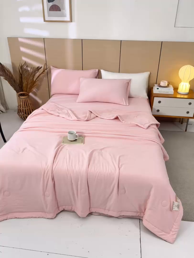 91家纺网 家纺一手货源 找家纺 爱屋及屋 2026新款撞色双拼新疆棉花夏被空调被夏凉被 单拼-粉玉