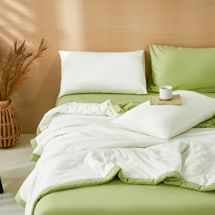 91家纺网 家纺一手货源 找家纺 爱屋及屋 2026新款撞色双拼新疆棉花夏被空调被夏凉被 双拼-青绿奶白