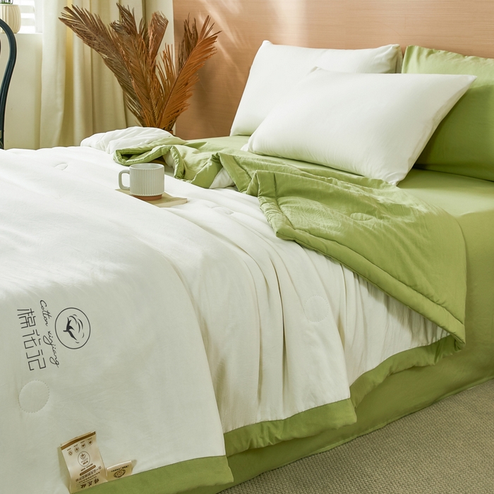 91家纺网 家纺一手货源 找家纺 爱屋及屋 2026新款撞色双拼新疆棉花夏被空调被夏凉被 双拼-青绿奶白