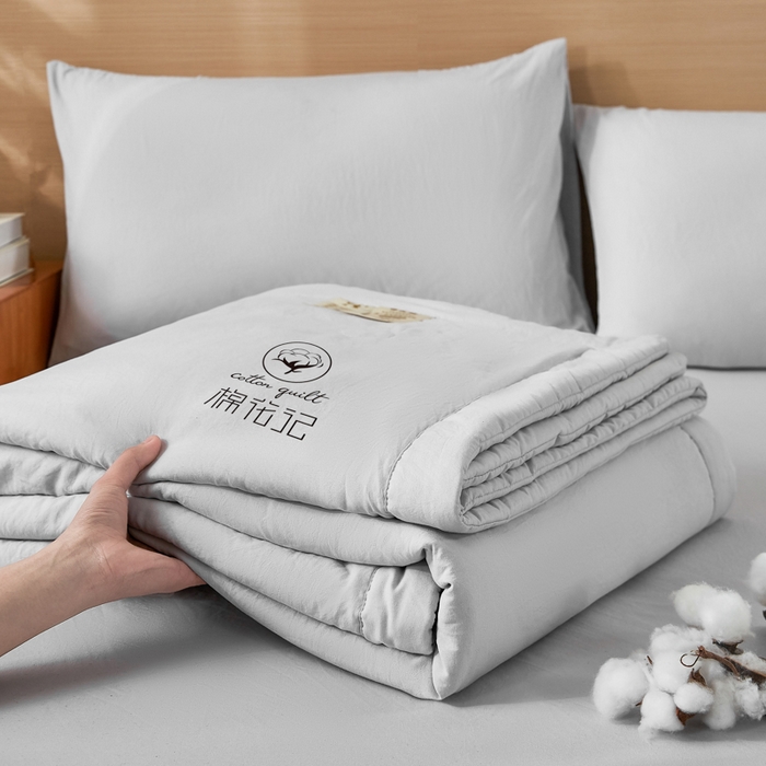 91家纺网 家纺一手货源 找家纺 爱屋及屋 2026新款撞色双拼新疆棉花夏被空调被夏凉被 单拼-浅灰