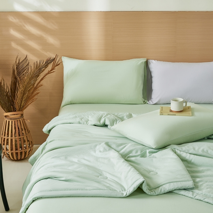 91家纺网 家纺一手货源 找家纺 爱屋及屋 2026新款撞色双拼新疆棉花夏被空调被夏凉被 单拼-果绿