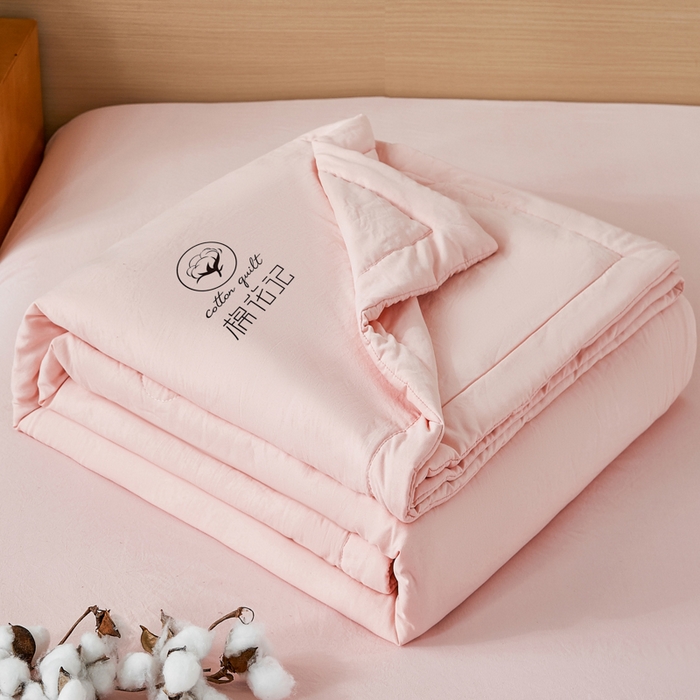 91家纺网 家纺一手货源 找家纺 爱屋及屋 2026新款撞色双拼新疆棉花夏被空调被夏凉被 单拼-粉玉