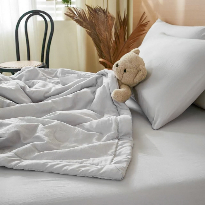 91家纺网 家纺一手货源 找家纺 爱屋及屋 2026新款撞色双拼新疆棉花夏被空调被夏凉被 单拼-浅灰