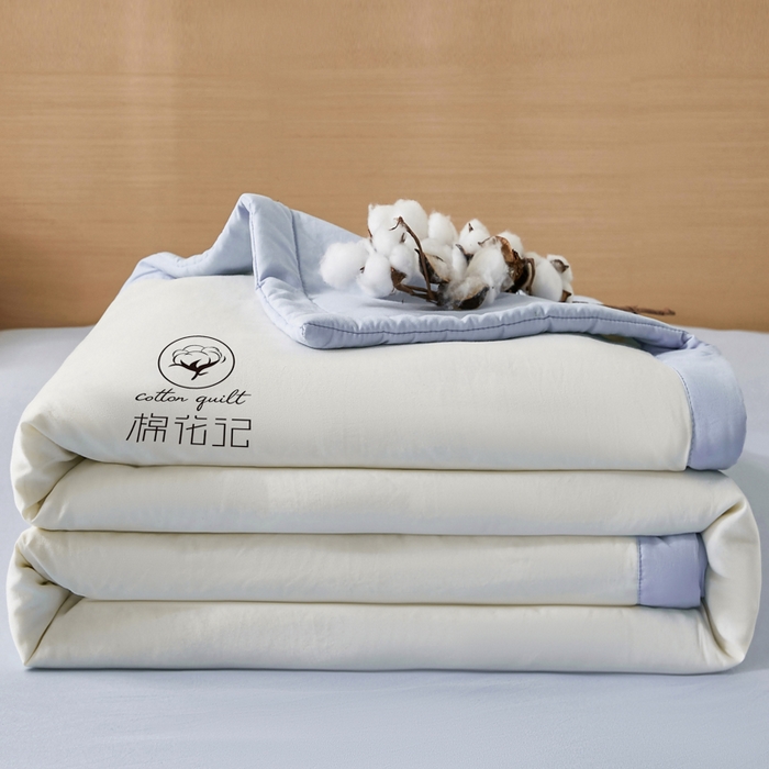 91家纺网 家纺一手货源 找家纺 爱屋及屋 2026新款撞色双拼新疆棉花夏被空调被夏凉被 双拼-天蓝奶白