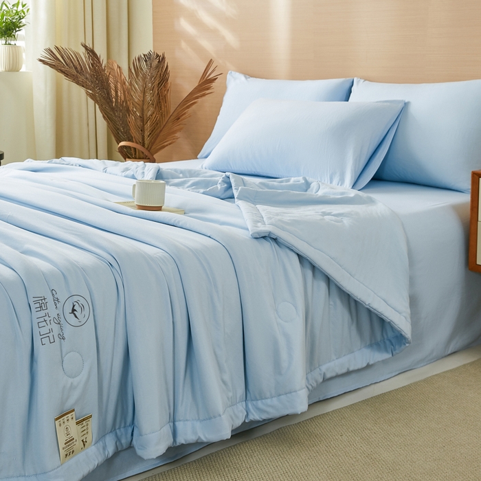 91家纺网 家纺一手货源 找家纺 爱屋及屋 2026新款撞色双拼新疆棉花夏被空调被夏凉被 单拼-天蓝