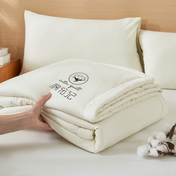 91家纺网 家纺一手货源 找家纺 爱屋及屋 2026新款撞色双拼新疆棉花夏被空调被夏凉被 单拼-奶白