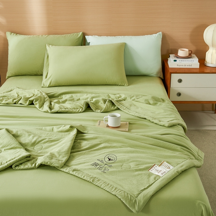 91家纺网 家纺一手货源 找家纺 爱屋及屋 2026新款撞色双拼新疆棉花夏被空调被夏凉被 单拼-青绿