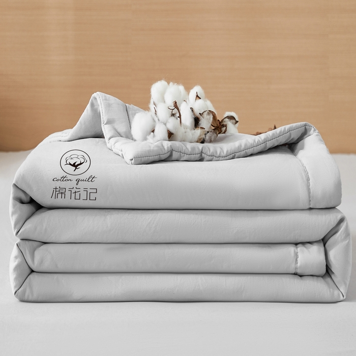 91家纺网 家纺一手货源 找家纺 爱屋及屋 2026新款撞色双拼新疆棉花夏被空调被夏凉被 单拼-浅灰