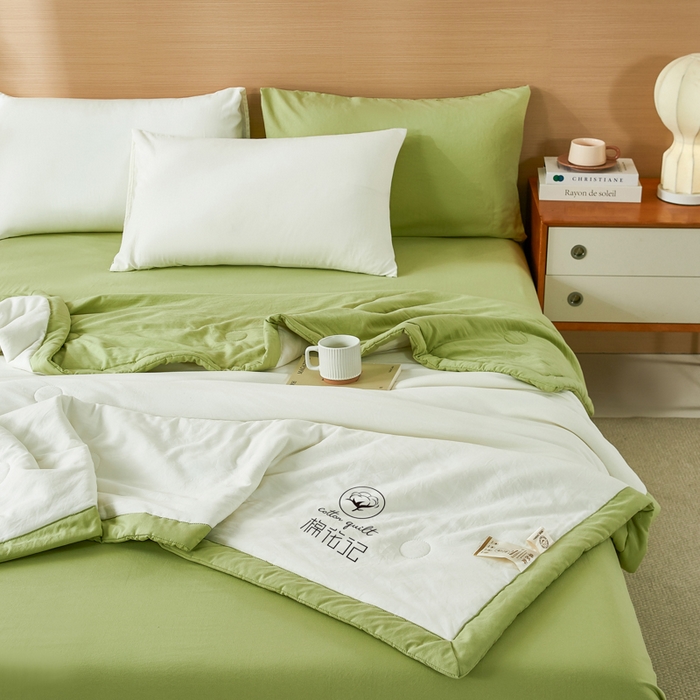 91家纺网 家纺一手货源 找家纺 爱屋及屋 2026新款撞色双拼新疆棉花夏被空调被夏凉被 双拼-青绿奶白