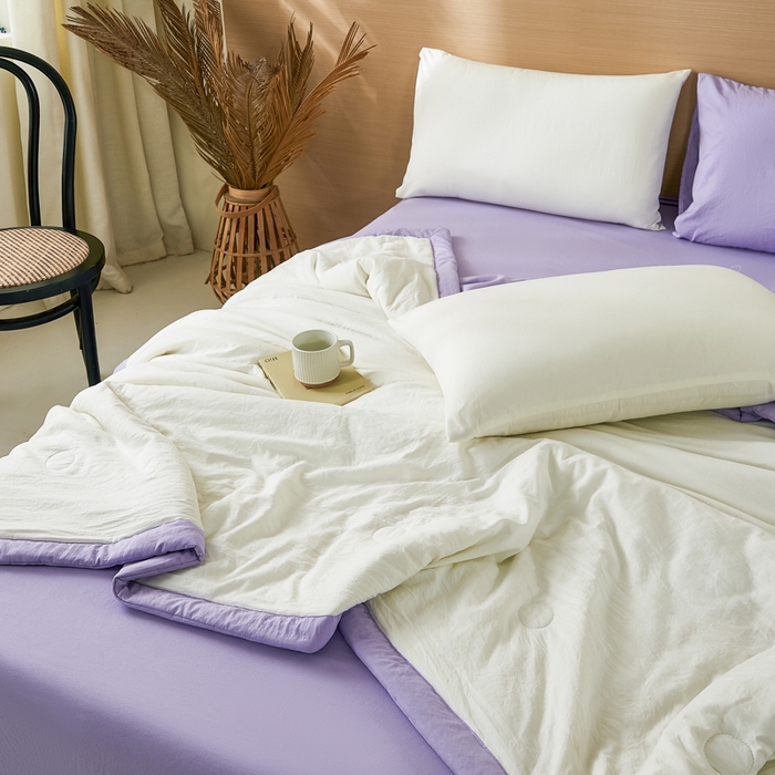 91家纺网 家纺一手货源 找家纺 爱屋及屋 2026新款撞色双拼新疆棉花夏被空调被夏凉被 双拼-浅紫奶白