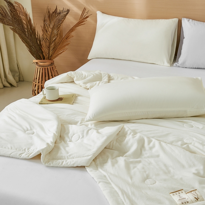 91家纺网 家纺一手货源 找家纺 爱屋及屋 2026新款撞色双拼新疆棉花夏被空调被夏凉被 单拼-奶白