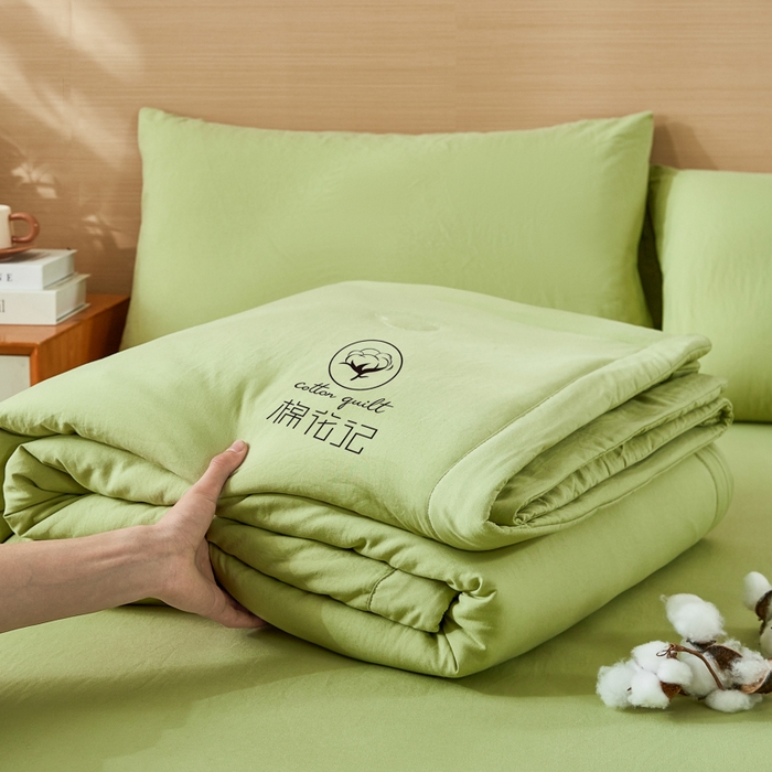 91家纺网 家纺一手货源 找家纺 爱屋及屋 2026新款撞色双拼新疆棉花夏被空调被夏凉被 单拼-青绿
