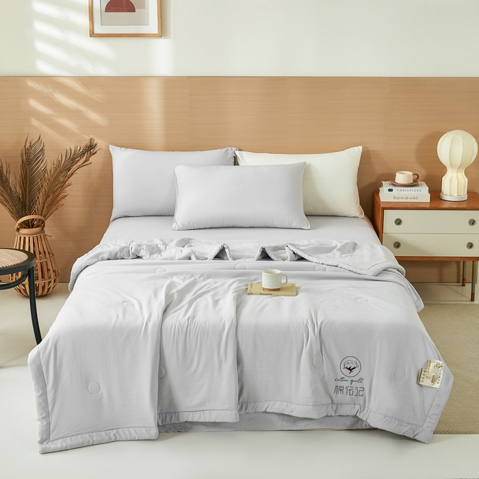 91家纺网 家纺一手货源 找家纺 爱屋及屋 2026新款撞色双拼新疆棉花夏被空调被夏凉被 单拼-浅灰