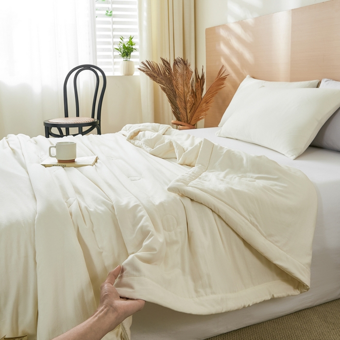 91家纺网 家纺一手货源 找家纺 爱屋及屋 2026新款撞色双拼新疆棉花夏被空调被夏凉被 单拼-奶白