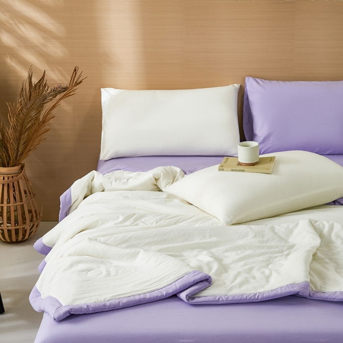 91家纺网 家纺一手货源 找家纺 爱屋及屋 2026新款撞色双拼新疆棉花夏被空调被夏凉被 双拼-浅紫奶白