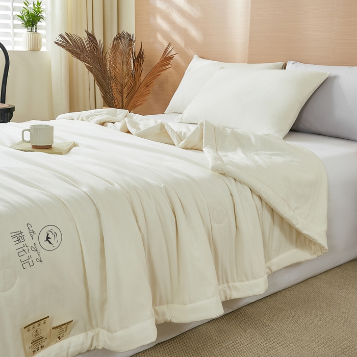 91家纺网 家纺一手货源 找家纺 爱屋及屋 2026新款撞色双拼新疆棉花夏被空调被夏凉被 单拼-奶白