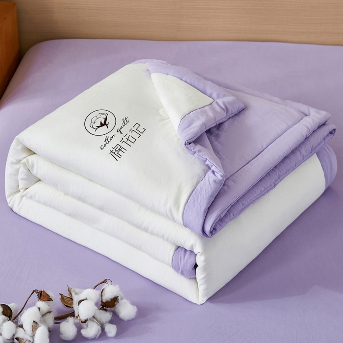 91家纺网 家纺一手货源 找家纺 爱屋及屋 2026新款撞色双拼新疆棉花夏被空调被夏凉被 双拼-浅紫奶白