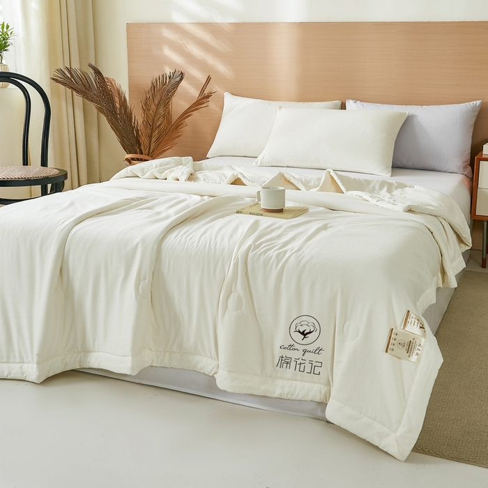 91家纺网 家纺一手货源 找家纺 爱屋及屋 2026新款撞色双拼新疆棉花夏被空调被夏凉被 单拼-奶白