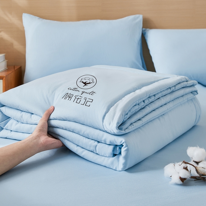 91家纺网 家纺一手货源 找家纺 爱屋及屋 2026新款撞色双拼新疆棉花夏被空调被夏凉被 单拼-天蓝