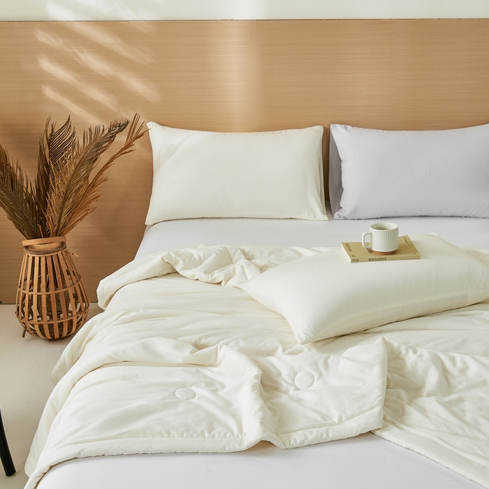 91家纺网 家纺一手货源 找家纺 爱屋及屋 2026新款撞色双拼新疆棉花夏被空调被夏凉被 单拼-奶白