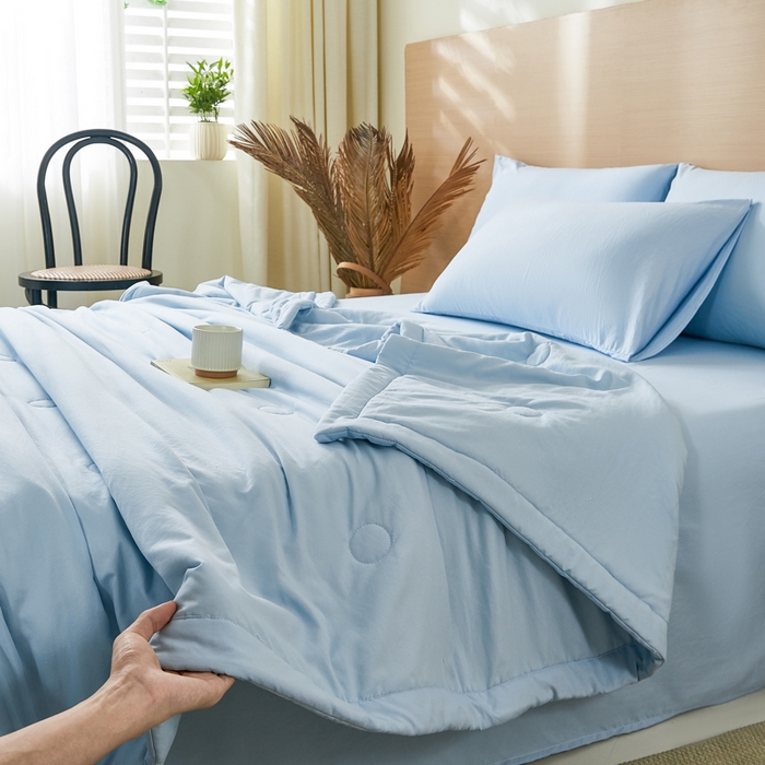 91家纺网 家纺一手货源 找家纺 爱屋及屋 2026新款撞色双拼新疆棉花夏被空调被夏凉被 单拼-天蓝