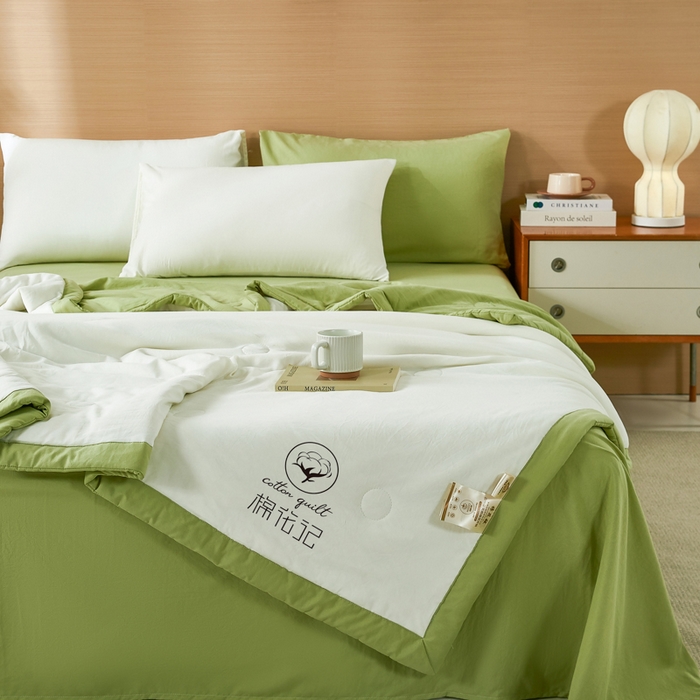 91家纺网 家纺一手货源 找家纺 爱屋及屋 2026新款撞色双拼新疆棉花夏被空调被夏凉被 双拼-青绿奶白