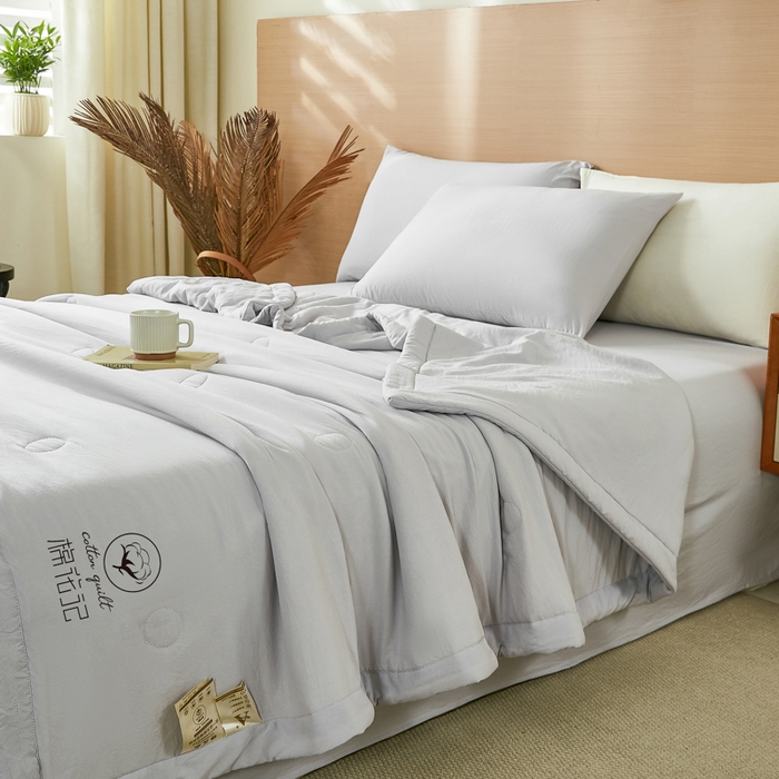 91家纺网 家纺一手货源 找家纺 爱屋及屋 2026新款撞色双拼新疆棉花夏被空调被夏凉被 单拼-浅灰