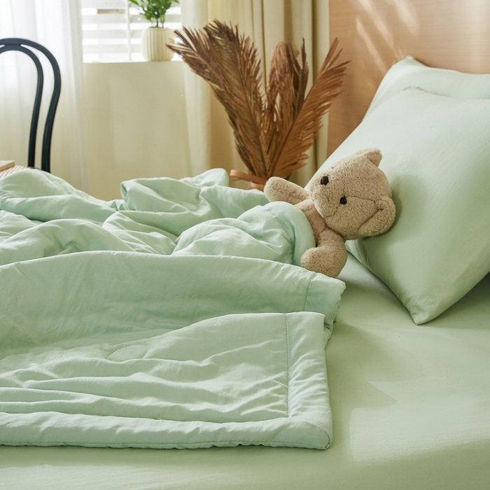 91家纺网 家纺一手货源 找家纺 爱屋及屋 2026新款撞色双拼新疆棉花夏被空调被夏凉被 单拼-果绿