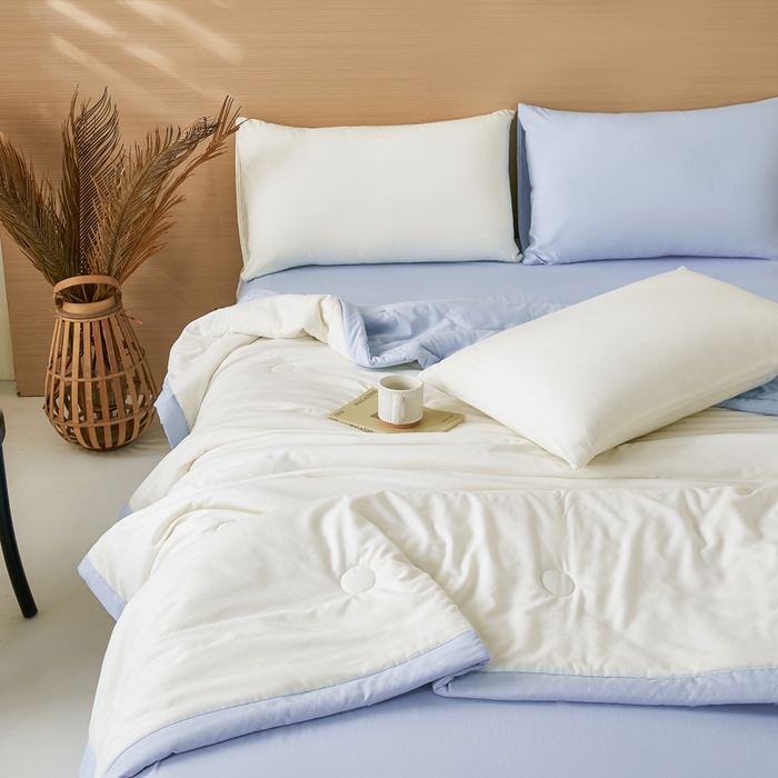 91家纺网 家纺一手货源 找家纺 爱屋及屋 2026新款撞色双拼新疆棉花夏被空调被夏凉被 双拼-天蓝奶白