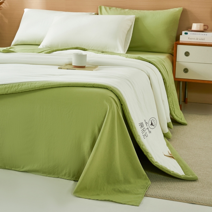 91家纺网 家纺一手货源 找家纺 爱屋及屋 2026新款撞色双拼新疆棉花夏被空调被夏凉被 双拼-青绿奶白