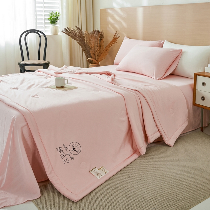 91家纺网 家纺一手货源 找家纺 爱屋及屋 2026新款撞色双拼新疆棉花夏被空调被夏凉被 单拼-粉玉