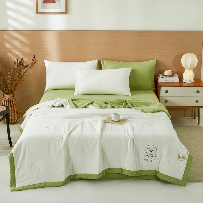 91家纺网 家纺一手货源 找家纺 爱屋及屋 2026新款撞色双拼新疆棉花夏被空调被夏凉被 双拼-青绿奶白