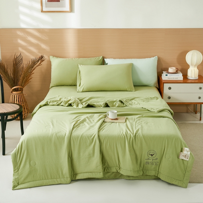 91家纺网 家纺一手货源 找家纺 爱屋及屋 2026新款撞色双拼新疆棉花夏被空调被夏凉被 单拼-青绿