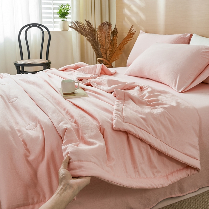 91家纺网 家纺一手货源 找家纺 爱屋及屋 2026新款撞色双拼新疆棉花夏被空调被夏凉被 单拼-粉玉