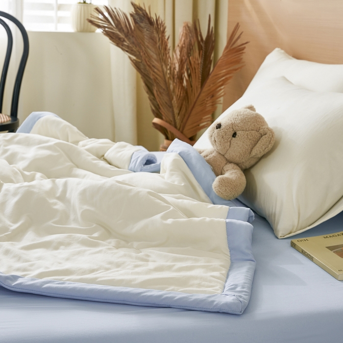 91家纺网 家纺一手货源 找家纺 爱屋及屋 2026新款撞色双拼新疆棉花夏被空调被夏凉被 双拼-天蓝奶白