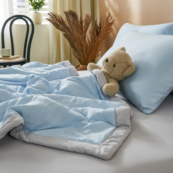 91家纺网 家纺一手货源 找家纺 爱屋及屋 2026新款撞色双拼新疆棉花夏被空调被夏凉被 双拼-浅灰天蓝